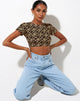 Afbeelding van Tindy Crop Top in Patchwork Daisy Bruin