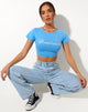 Afbeelding van Tindy Crop Top in Blauw Sweetheart Embro