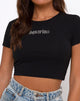 Afbeelding van Tiney Crop Tee in Zwart Waterman Diamante