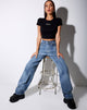 Afbeelding van Tiney Crop Tee in Zwart Ram Diamante