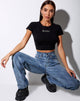 Afbeelding van Tiney Crop Tee in Zwart Gemini Diamante