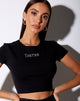 Afbeelding van Tiney Crop Tee in Zwart Taurus Diamante