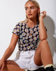Afbeelding van Tiney Crop Tee in Daisy Love Zwart