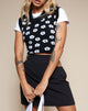 Afbeelding van Joker Vest Top in Knit Zwart Daisy Wit