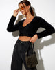 Afbeelding van Vima Cropped Cardigan in Knit Zwart