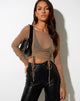 Afbeelding van Vinta Gewatteerde Top in Mesh Taupe