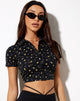 Afbeelding van Wuma Cropped Shirt in Pretty Petal Zwart