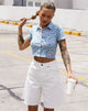 Afbeelding van Wuma Cropped Shirt in Flower Power Blauw