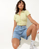 Afbeelding van Wuma Cropped Shirt in Groen Geo Retro