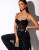 Afbeelding van Yecal Sheer Bodice in Animal Black Net