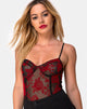 Afbeelding van Yecal Bodice in Romantic Red Rose Flock