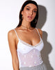 Afbeelding van Yenika Crop Top in Wit Daisy Embro met Wit Kant