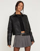 Afbeelding van Yonde Zip Up Jacket in PU Zwart