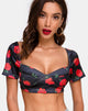 Afbeelding van Yoona Top in Satijn Stretch Last Rose Zwart