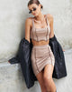 Afbeelding van Yoshi Corset Top in zilver nerts met donkerbruine stiksels