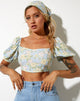 Afbeelding van Yuja Crop Top in Washed Out Pastel Floral