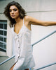 Afbeelding van Esana Slip Dress in Tonal Plaid Almond