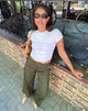 Afbeelding van Shyla Cropped Tee in Wit met Zwarte Stiksels