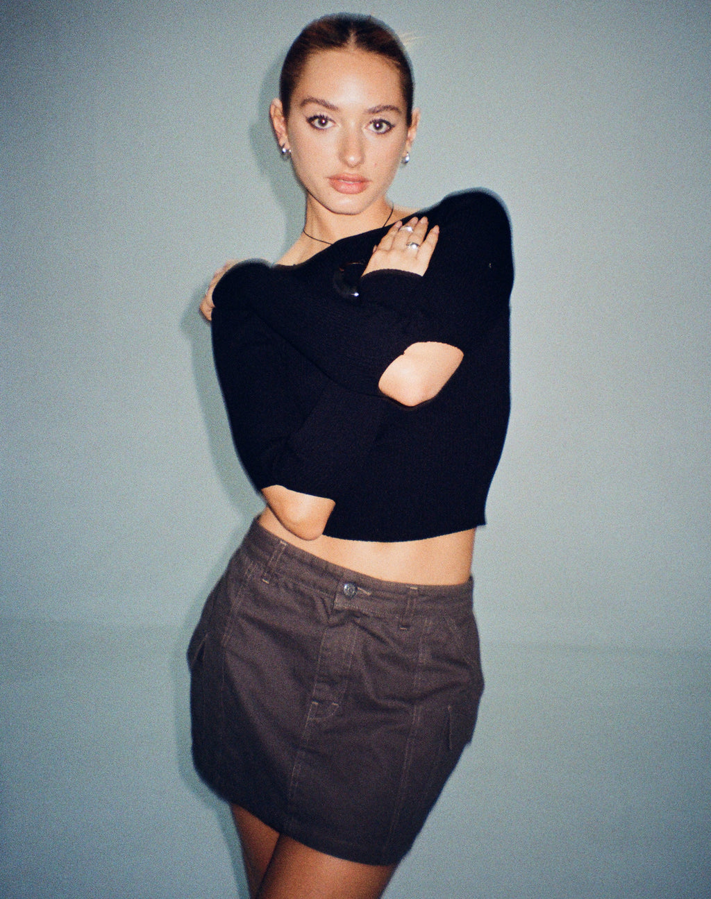 Tayon Rib Top met lange mouwen in zwart