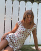 Afbeelding van Aca Bardot Mini Jurk in Wit Roos Polka