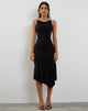 Afbeelding van Adina Midi-jurk met asymmetrische zoom in slank zwart