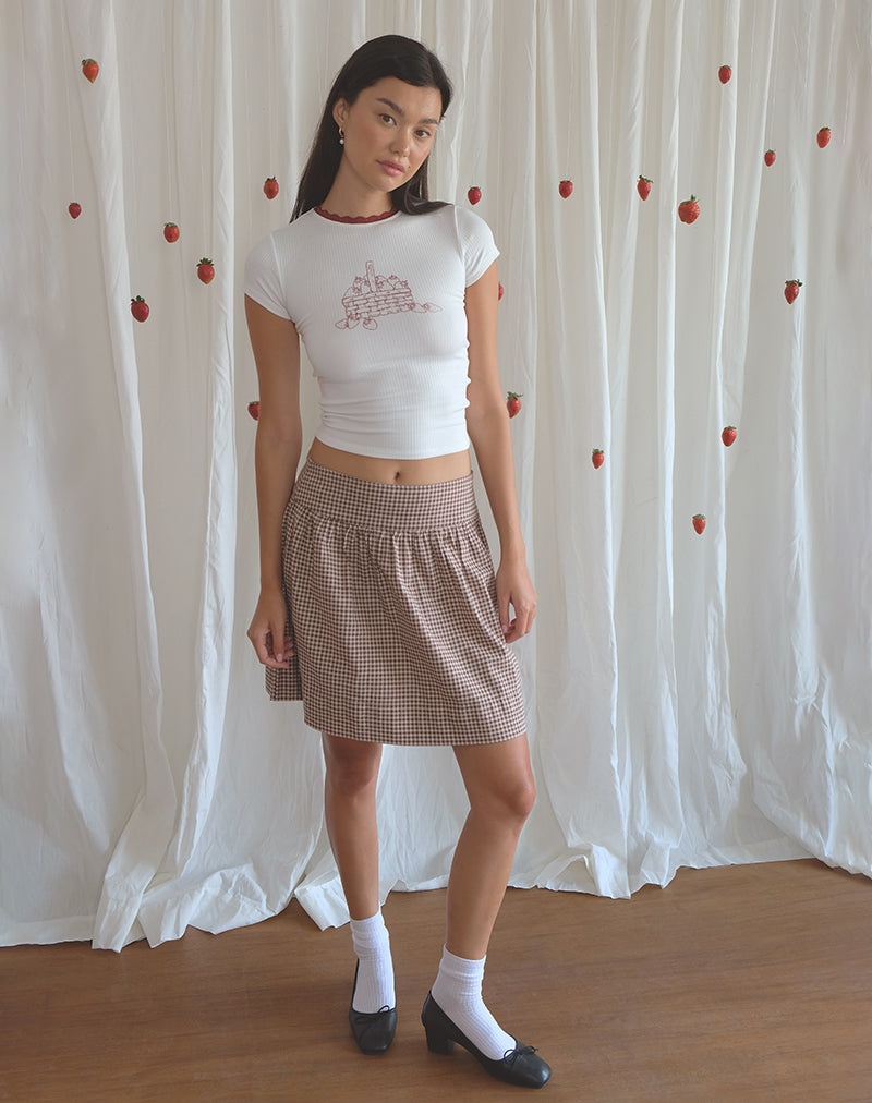 Adinda Midi-rok in Mini Gingham Bruin