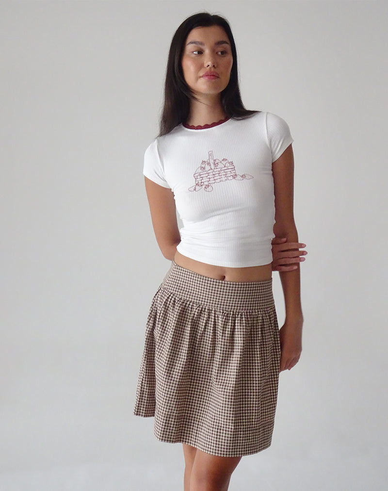 Afbeelding van Adinda Midi rok in Mini Gingham Bruin