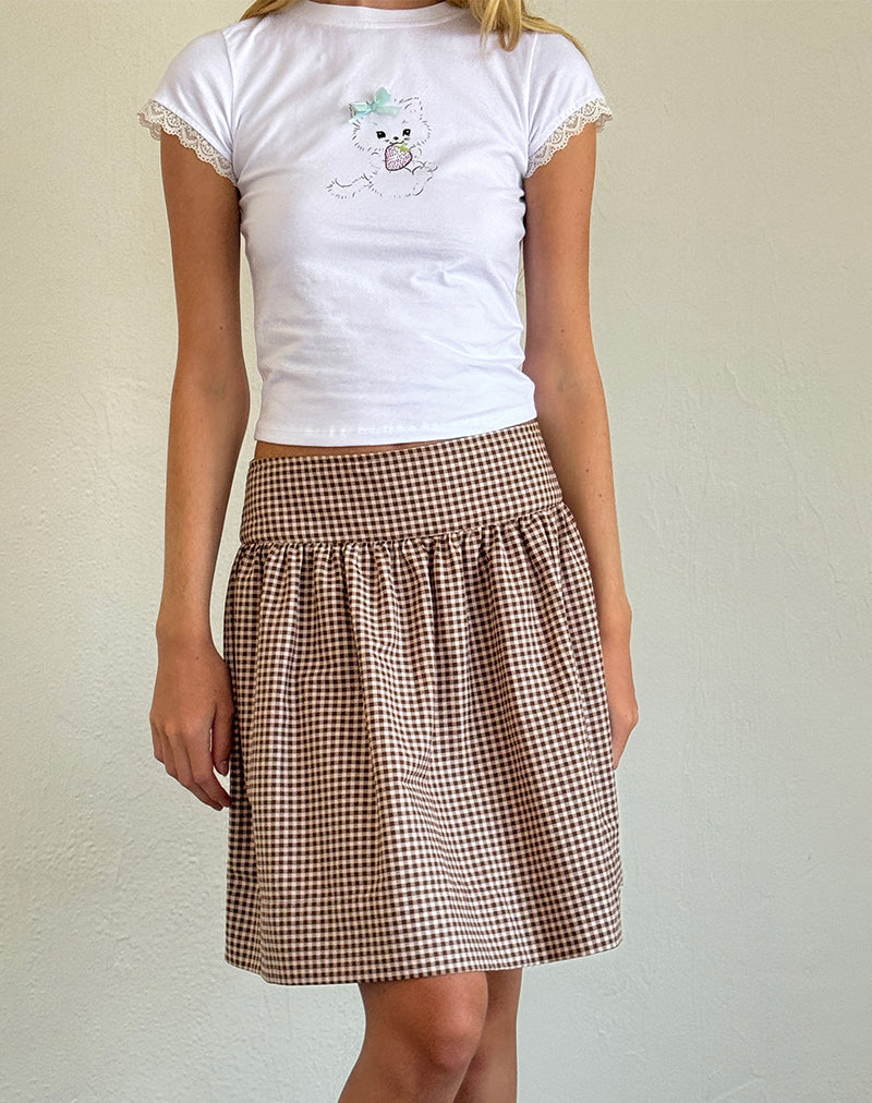 Afbeelding van Adinda Midi rok in Mini Gingham Bruin