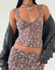 Afbeelding van Aerin Mesh Cap Sleeve Top in Botanist Flock Dark Taupe