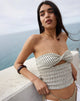Afbeelding van Aghony Bandeau Top in Stripe Textured Mesh Beige