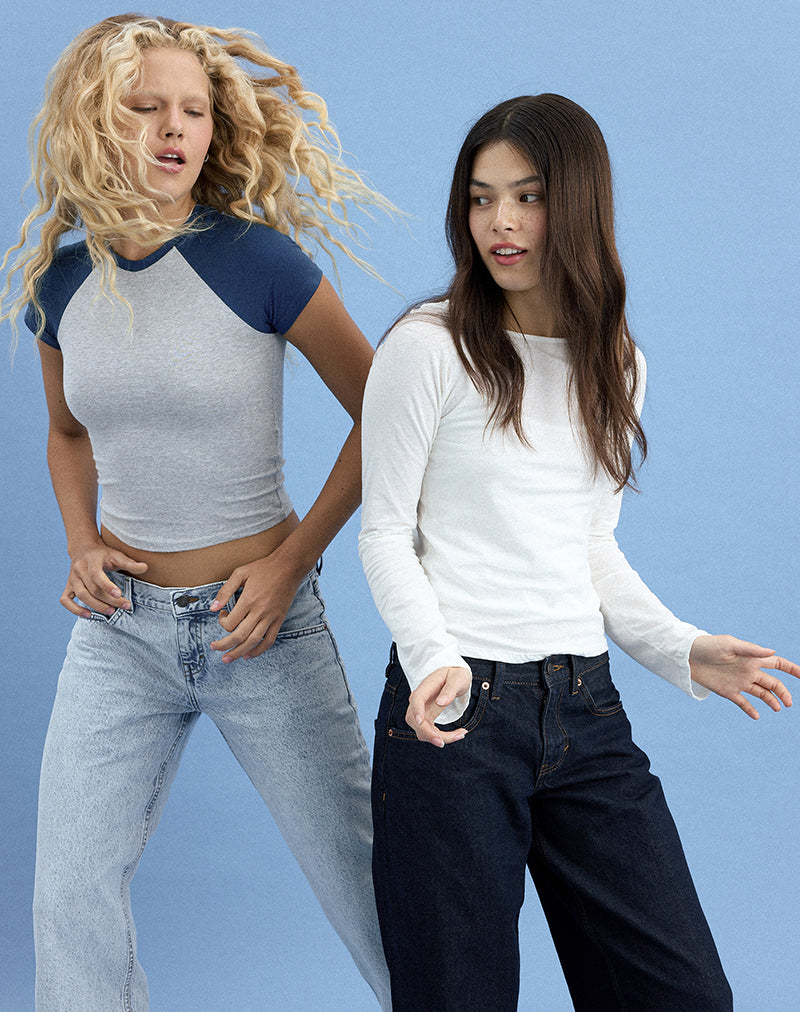 Afbeelding van Agneta T-shirt in grijs gemêleerd en marineblauw