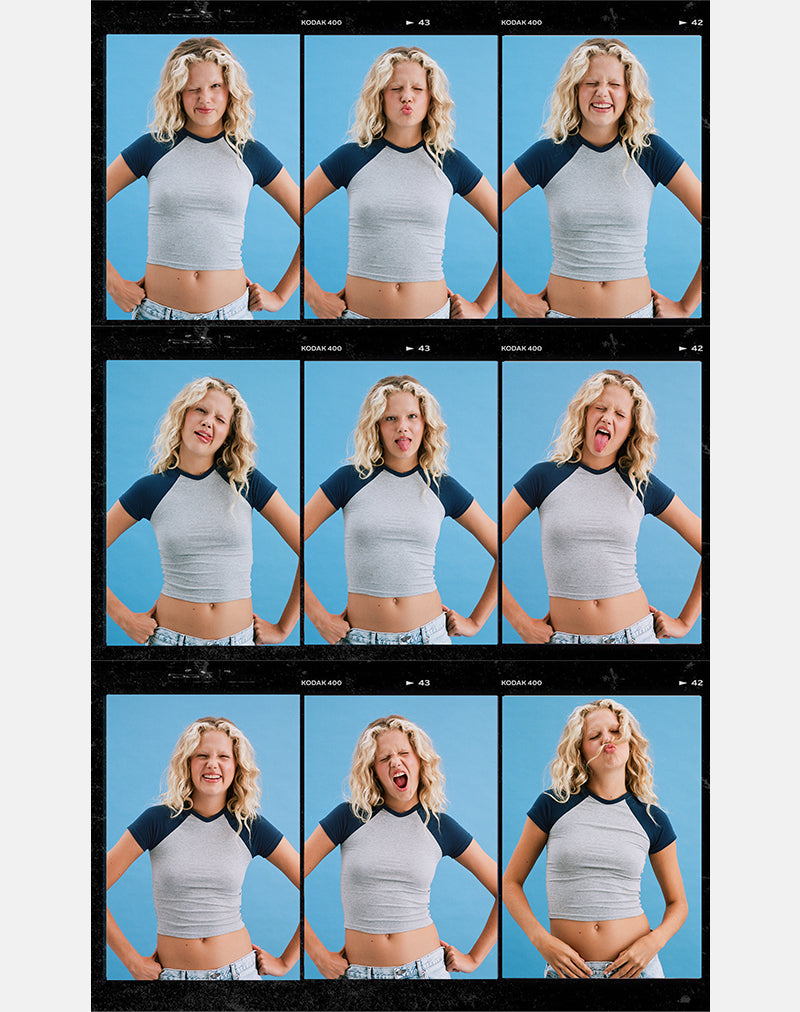 Afbeelding van Agneta T-shirt in grijs gemêleerd en marineblauw