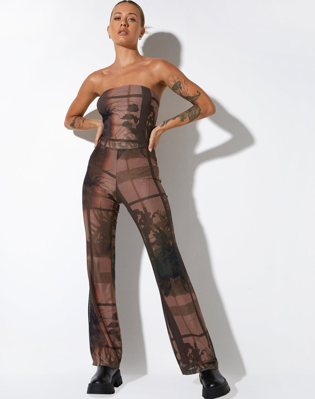 Agosta flare broek in fotobruin