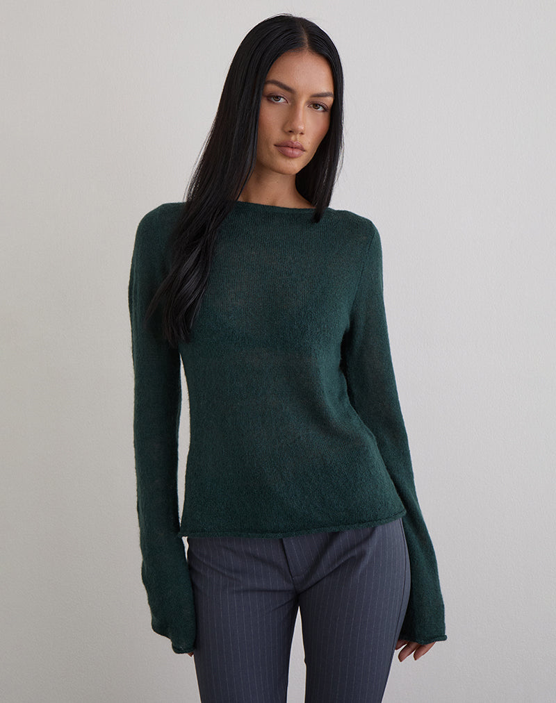Afbeelding van Aika Top in Sheer Knit Donkergroen
