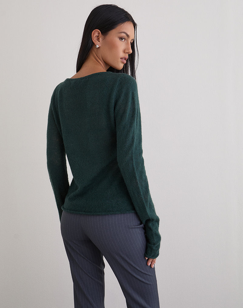 Afbeelding van Aika Top in Sheer Knit Donkergroen