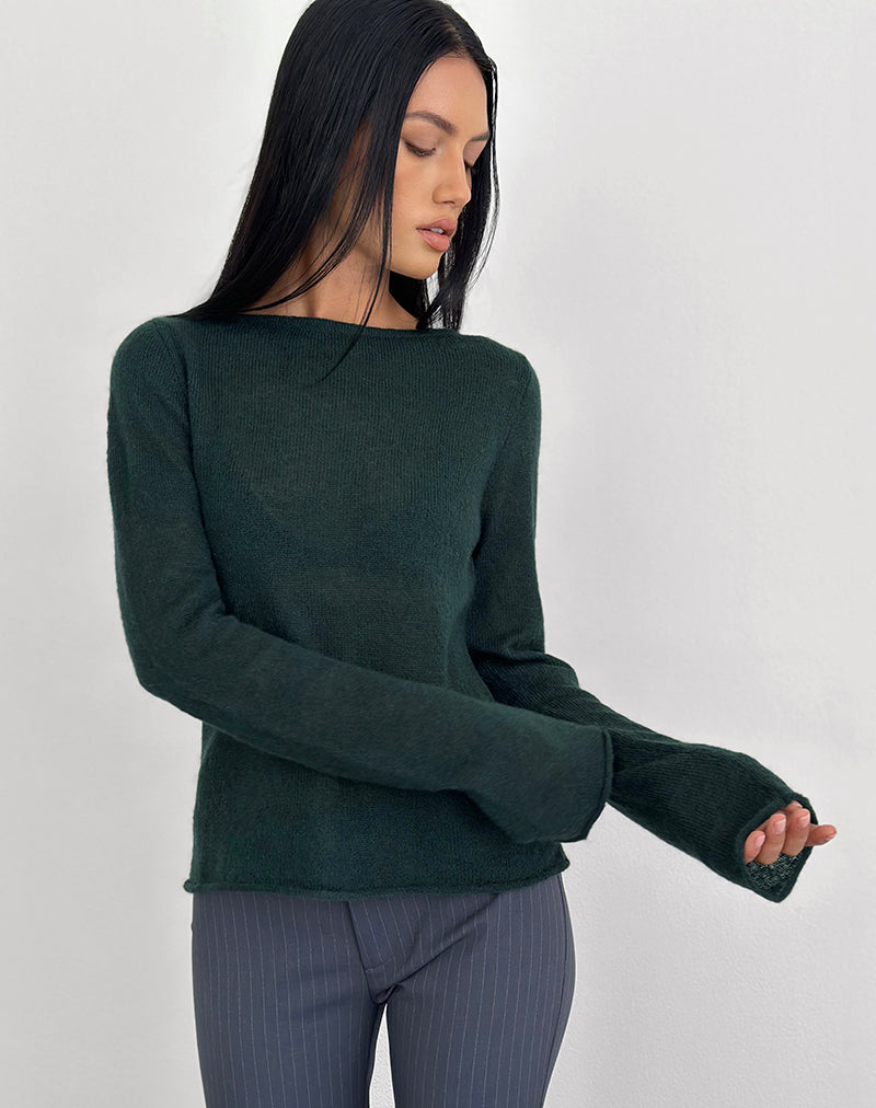 Afbeelding van Aika Top in Sheer Knit Donkergroen