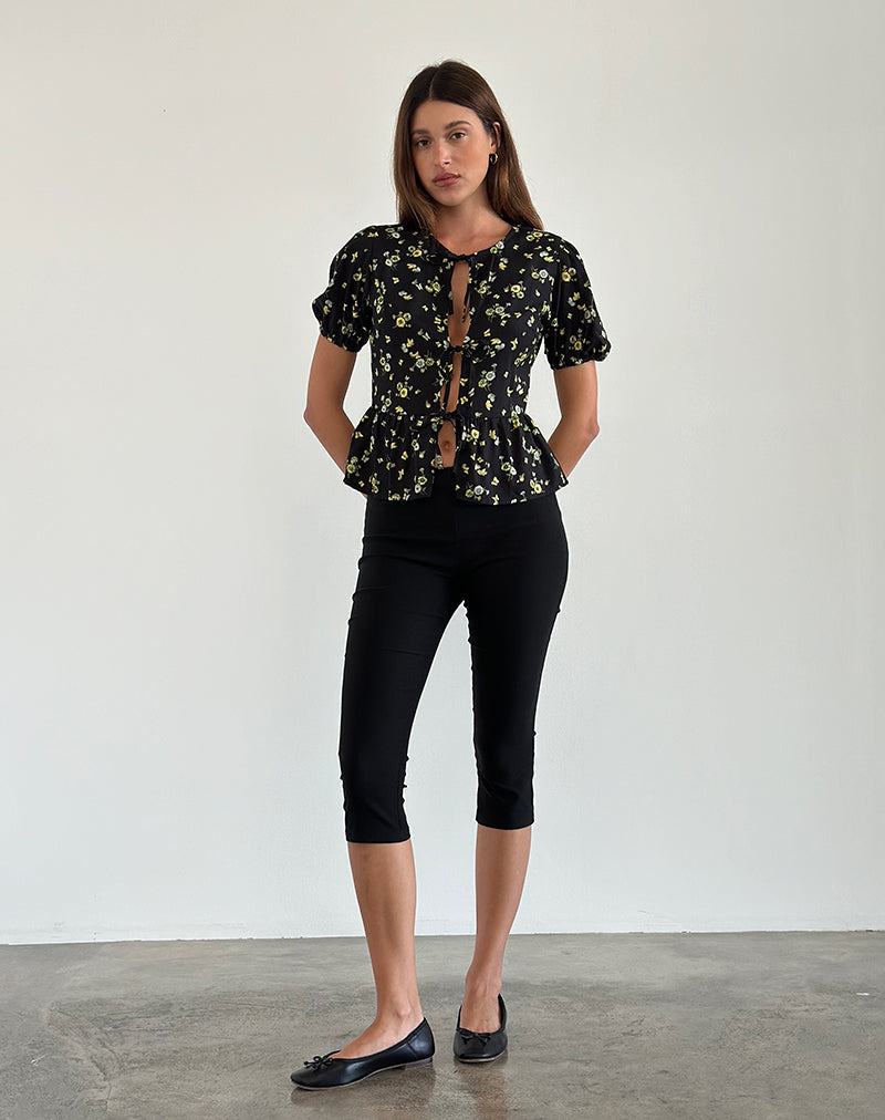 Ajasi Blouse in Citroen en Limoen Zwart