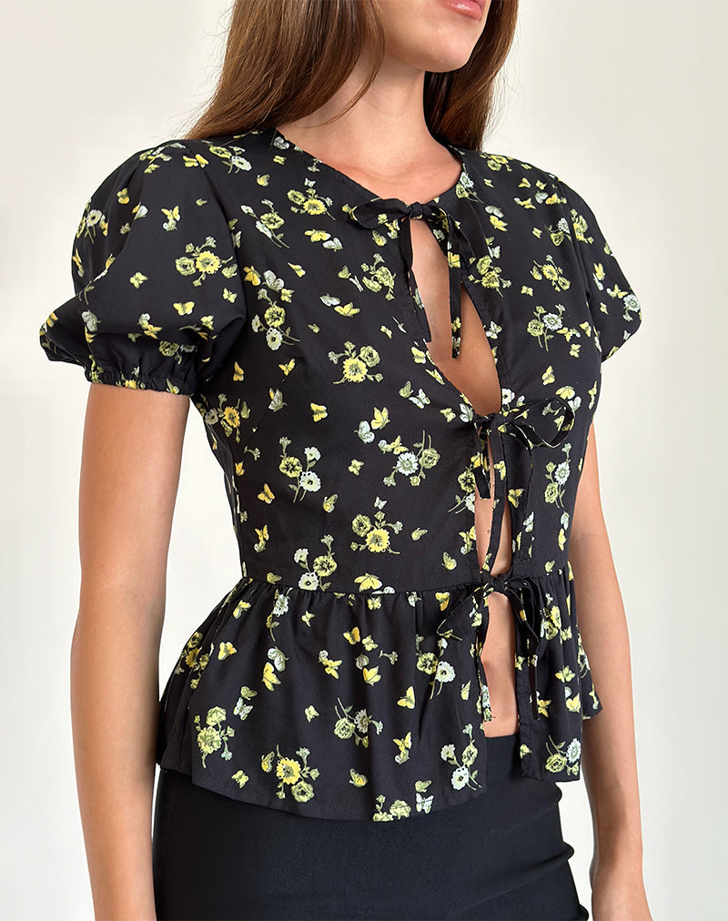 Afbeelding van Ajasi Blouse in Citroen en Limoen Zwart