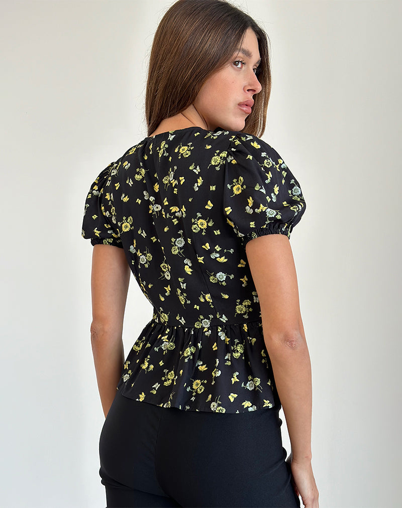 Afbeelding van Ajasi Blouse in Citroen en Limoen Zwart