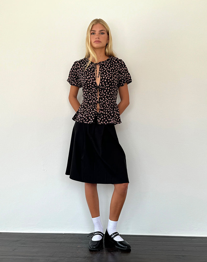 Afbeelding van Ajasi Blouse in Red Rose Ditsy Black