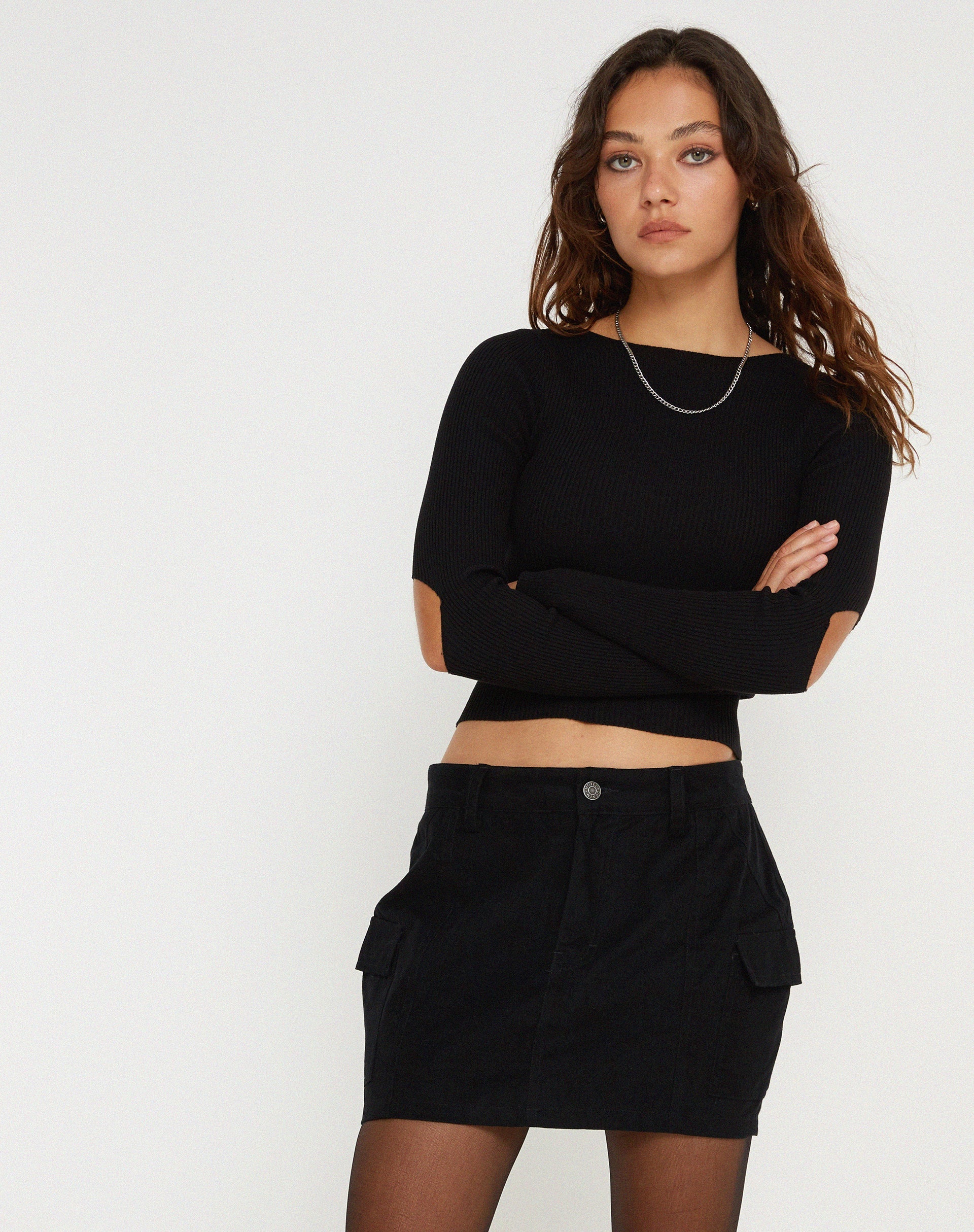 Afbeelding van Ajeng Low Rise Midi Rok in Zwart