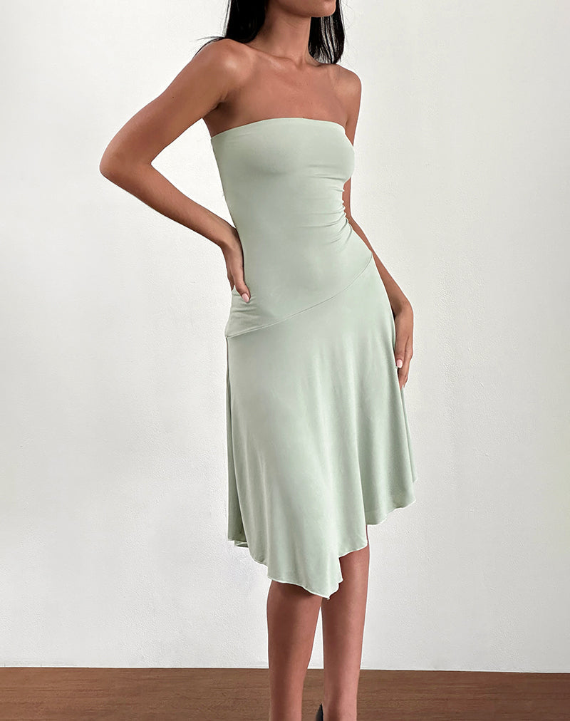 Afbeelding van Akira Bandeau Midi Dress in Slinky Sage
