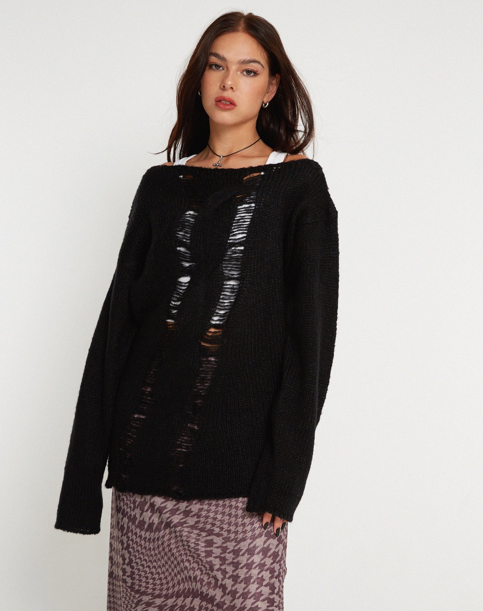 Afbeelding van Akohara Laddered Knitted Top in Zwart