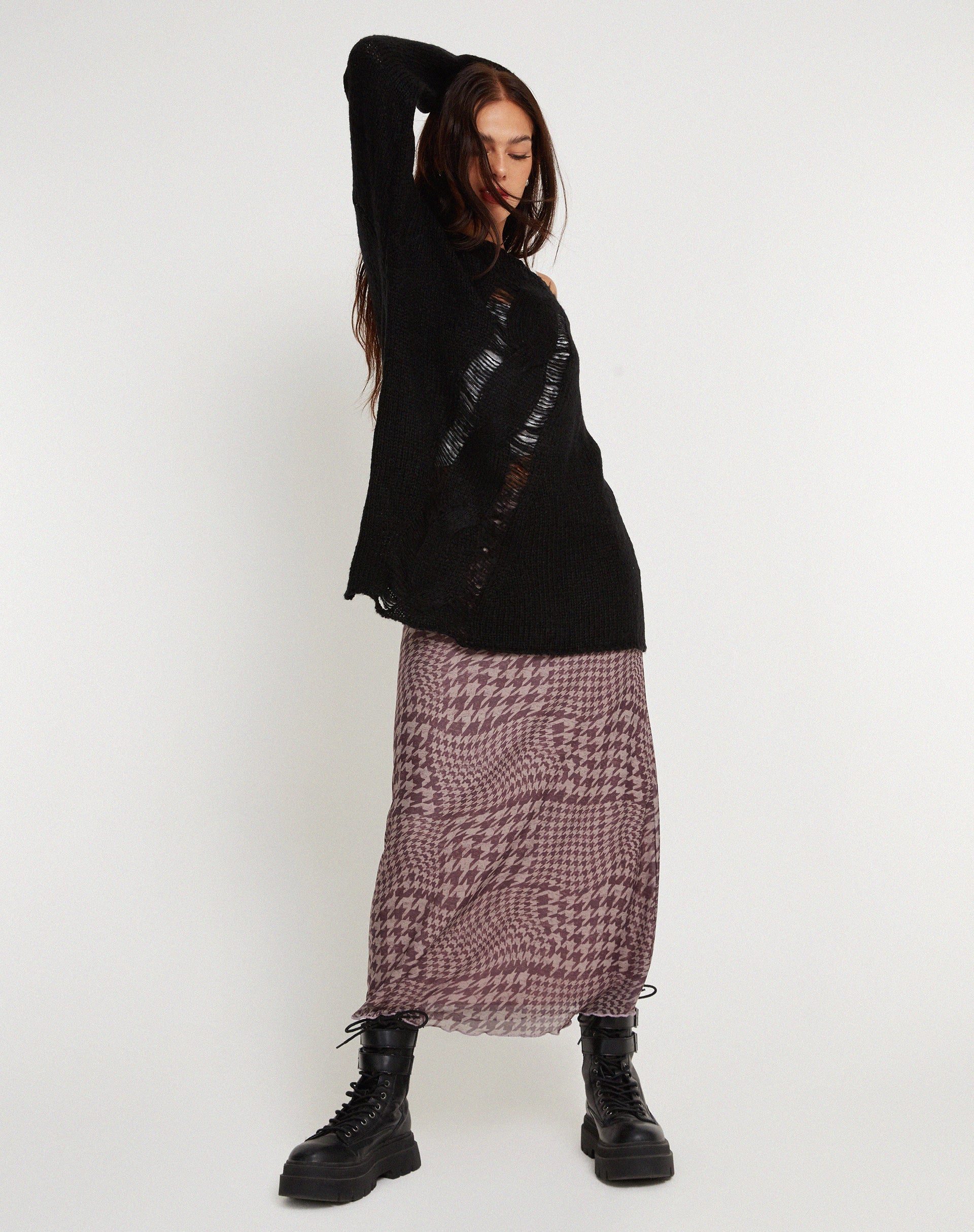 Afbeelding van Akohara Laddered Knitted Top in Zwart
