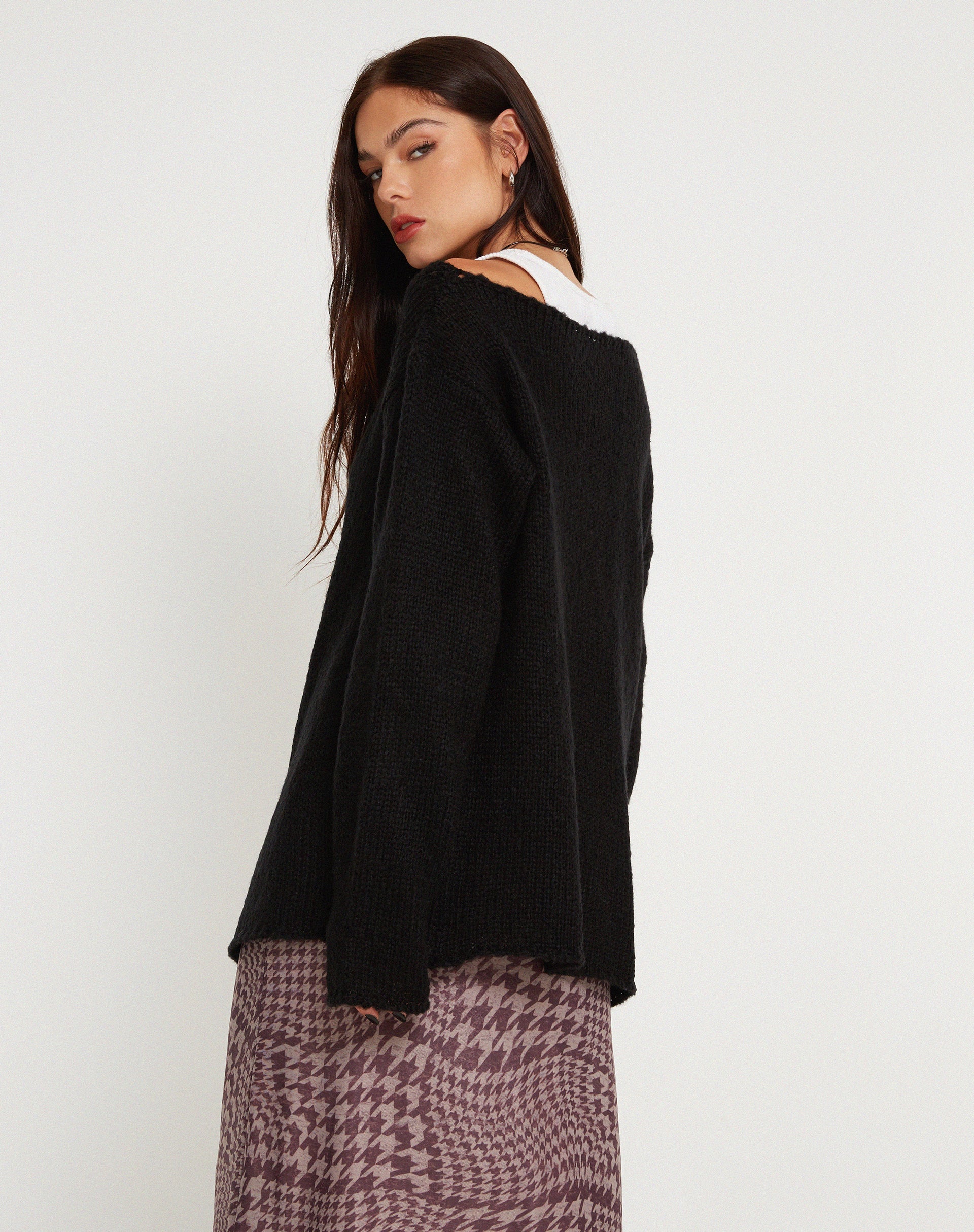 Afbeelding van Akohara Laddered Knitted Top in Zwart