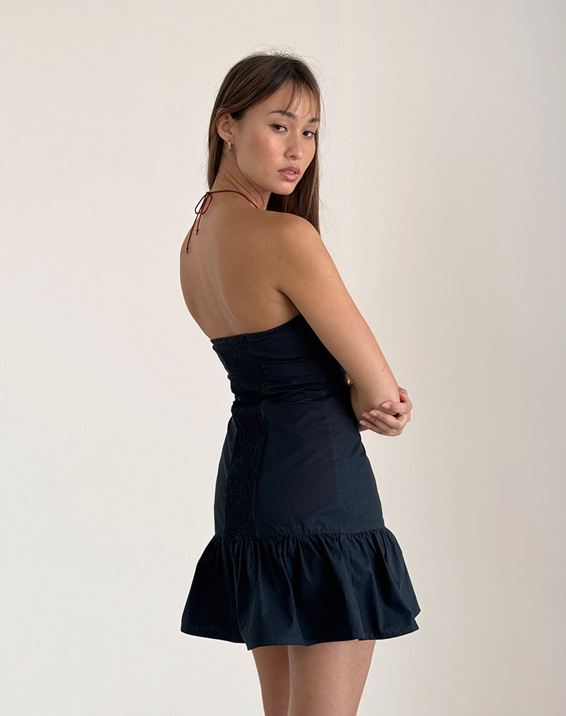 Afbeelding van Alden Mini jurk in tapschoen zwart