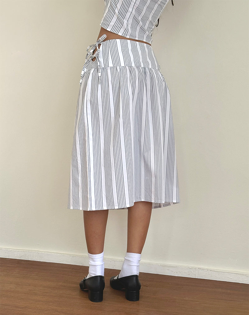 Sasay Midi-rok in verticale grijze streep