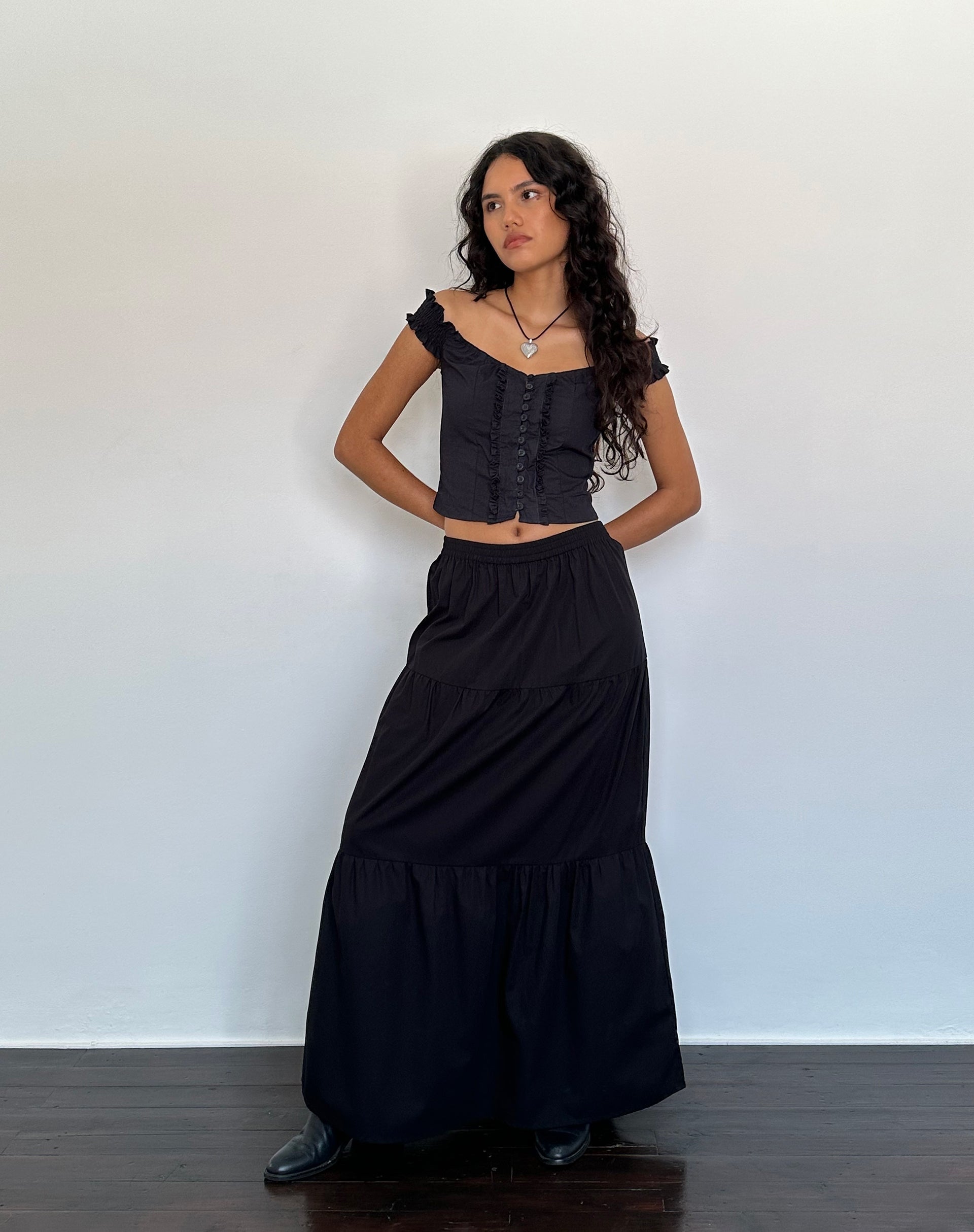 Afbeelding van Alderidge Bardot Korset Top in Zwart
