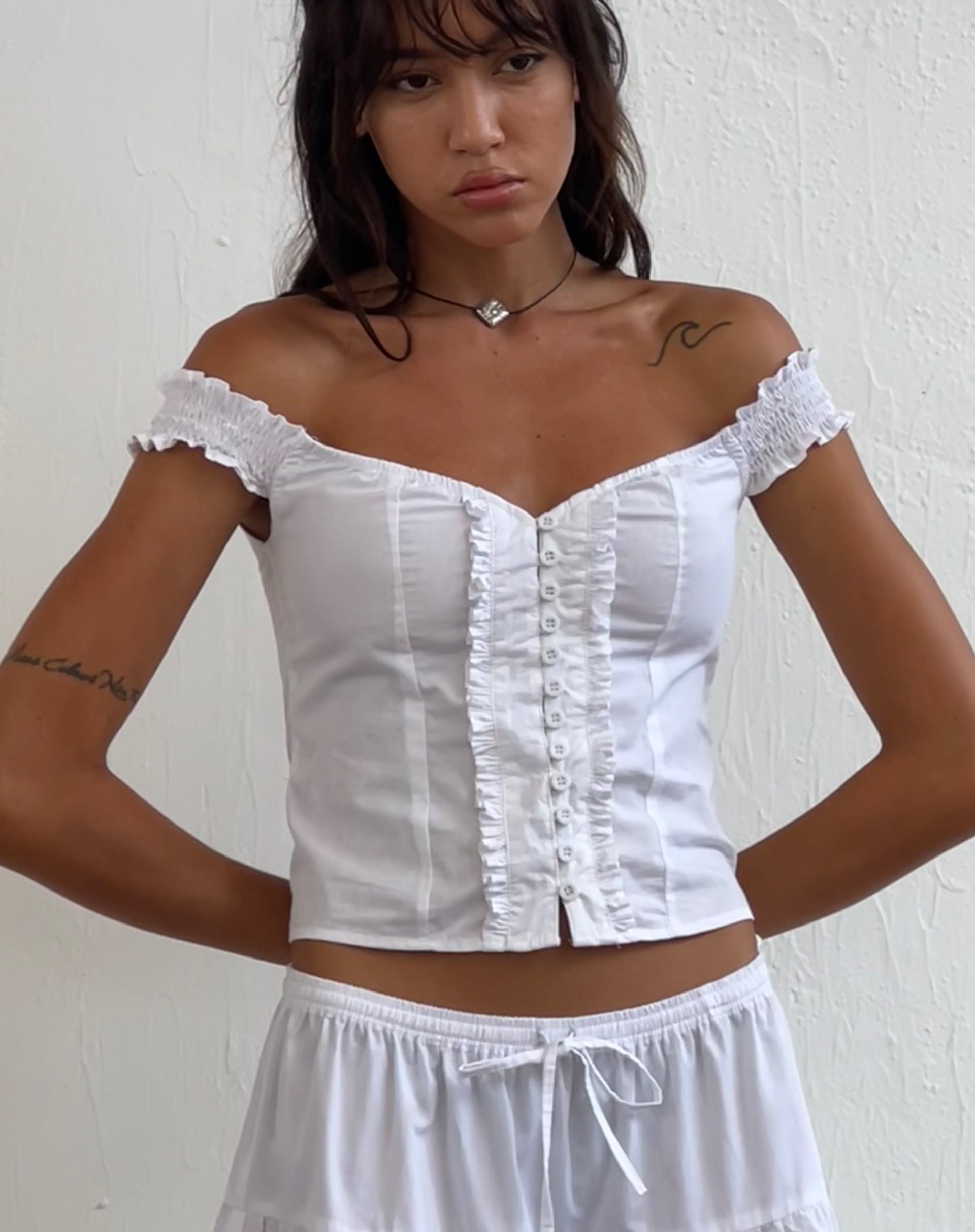 Afbeelding van Alderidge Bardot Corset Top in Wit