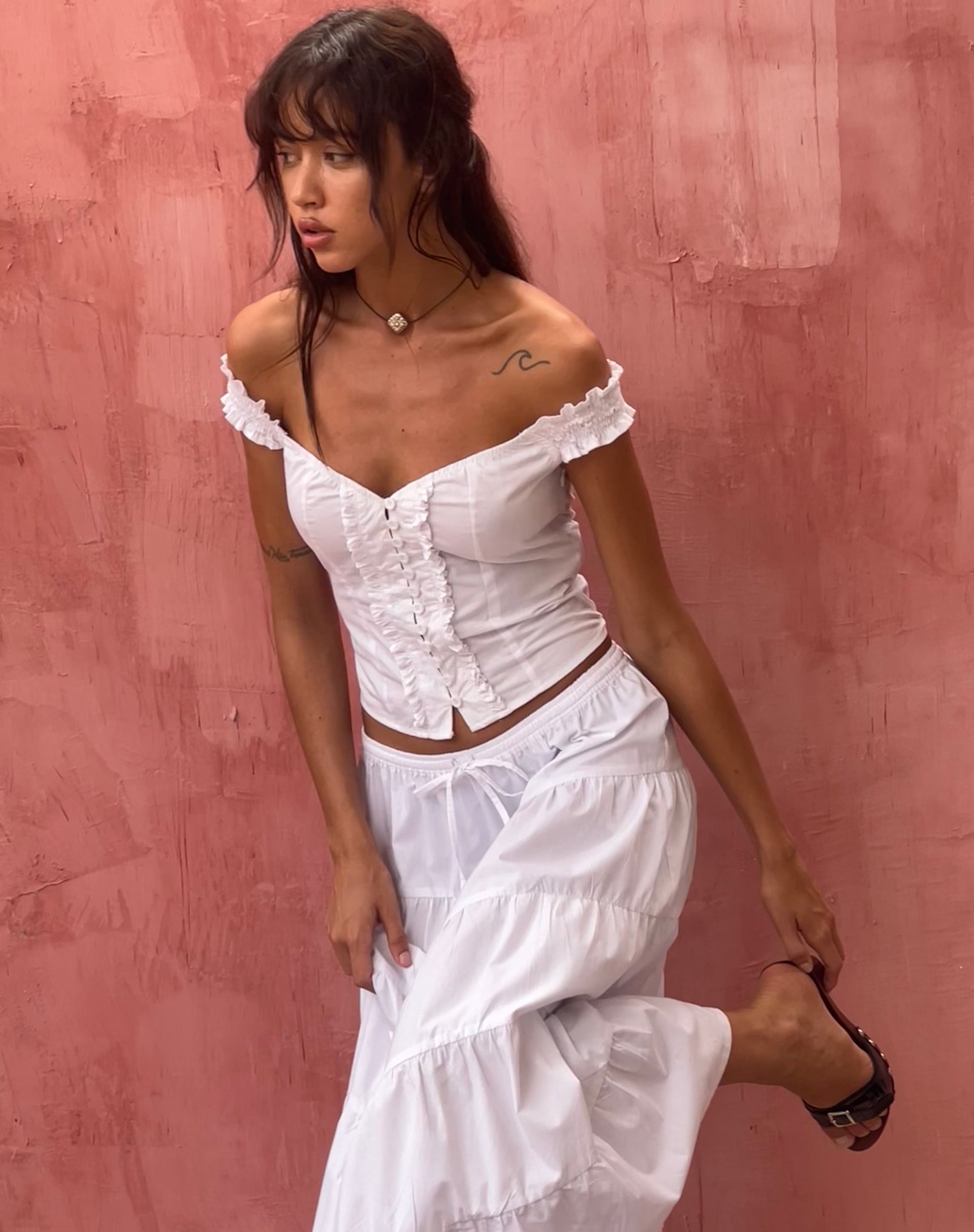 Afbeelding van Alderidge Bardot Corset Top in Wit